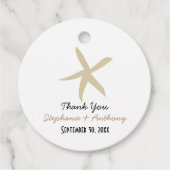 Gouden Zeester Zeevaart Strand Bruiloft Bedankt Bedankjes Labels (Voorkant)