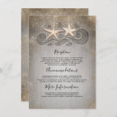 Gouden zeesterren strand bruiloft details informat informatiekaartje (Voorkant / Achterkant)