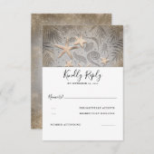 Gouden zeesterren strand bruiloft RSVP (Voorkant / Achterkant)