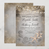 Gouden zeesterren tropische strand repetitie diner kaart (Voorkant / Achterkant)