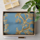 Gouden Zeewier op Aqua Blauwe Tissuepapier (Geschenk)