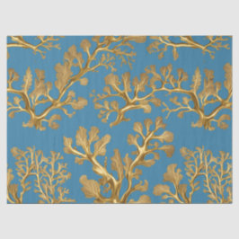 Gouden zeewier op Aqua Blue Tissue Paper Tissuepapier