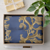 Gouden zeewier op Deep Blue Tissuepapier (Geschenk)