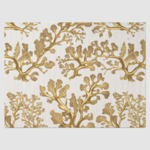 Gouden zeewier op licht zandweefsel papier