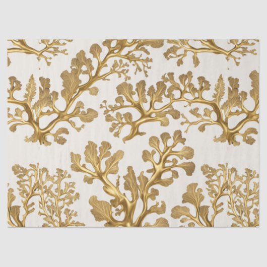 Gouden zeewier op licht zandweefsel papier (Voorkant)