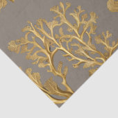 Gouden zeewier op Taupe Tissue Paper Tissuepapier (Detail)