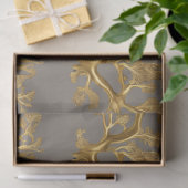 Gouden zeewier op Taupe Tissue Paper Tissuepapier (Geschenk)