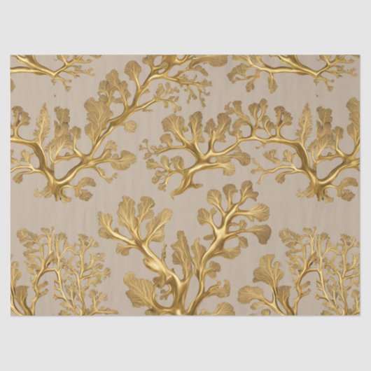 Gouden zeewier op Zandweefselpapier Tissuepapier (Voorkant)