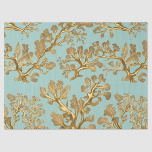 Gouden zeewier op zeepschuim Green Tissue Paper Tissuepapier (Voorkant)