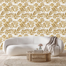 Gouden zeewier tegen lichte zandschil stok behang