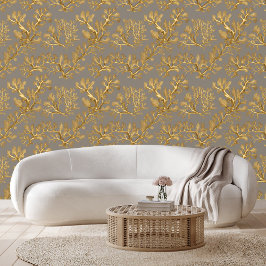 Gouden zeewier tegen Toupe Peel Stick Behang