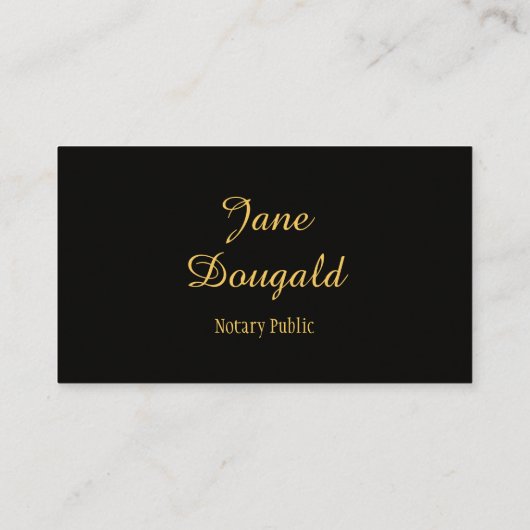 Gouden zegel met zwarte klassieke notaris visitekaartje (Achterkant)