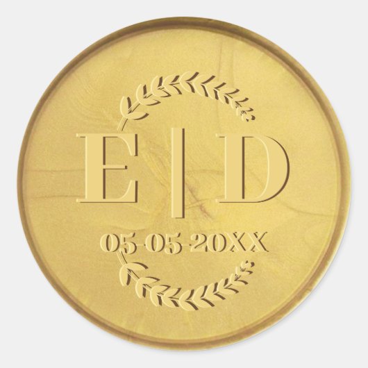 Gouden zegel Monogram Datum Antiek Botanische blad (Voorkant)