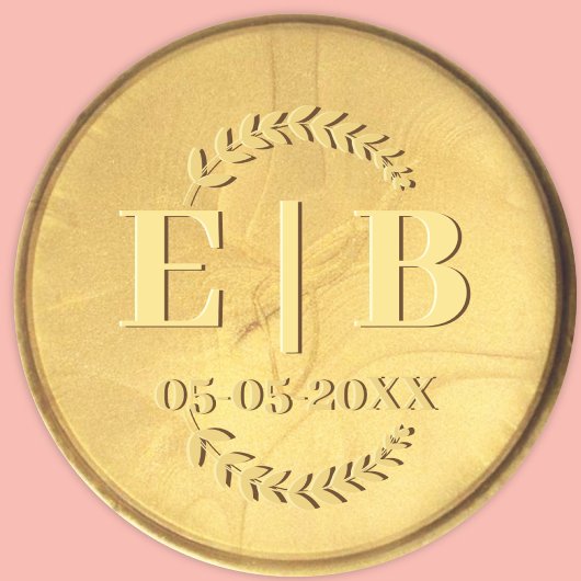 Gouden zegel Monogram Datum Antiek Elegant Bruilof