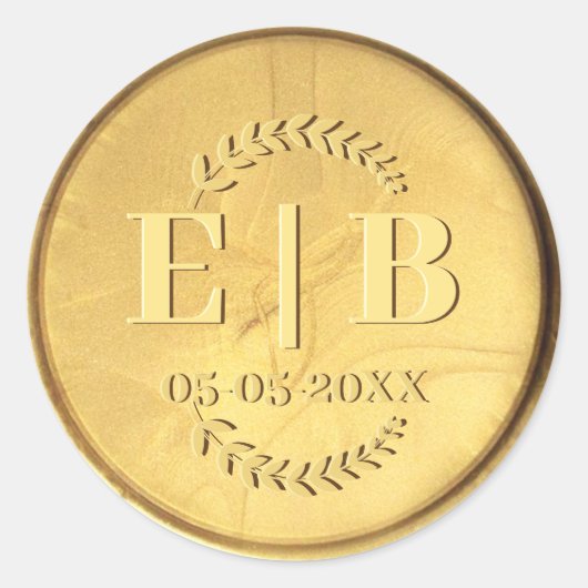 Gouden zegel Monogram Datum Antiek Elegant Bruilof (Voorkant)
