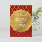 Gouden Zegelfolie Vurig Rood Indisch Marokkaans Hu Kaart (Staand voorkant)