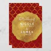 Gouden Zegelfolie Vurig Rood Indisch Marokkaans Hu Kaart (Voorkant / Achterkant)