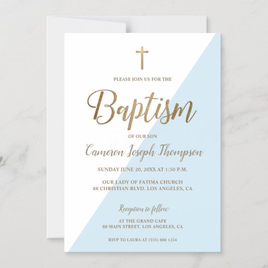 Gouden zegen: Moderne doopuitnodigingsmagneet Magnetische Uitnodiging (Voorkant)