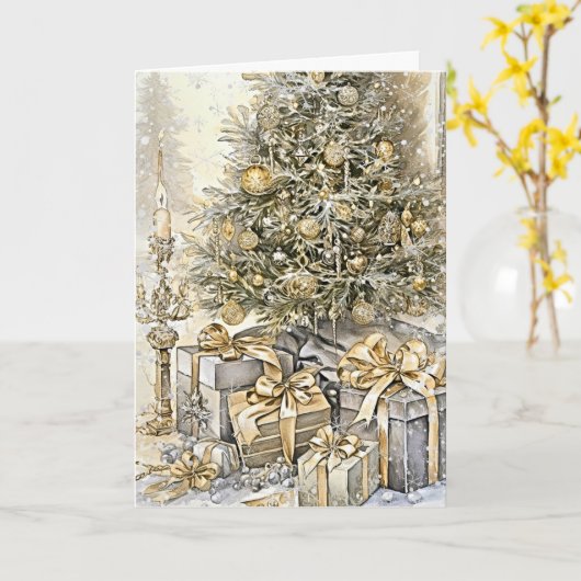 Gouden Zegeningen van Kerstmis Kaart (Gele Bloem)