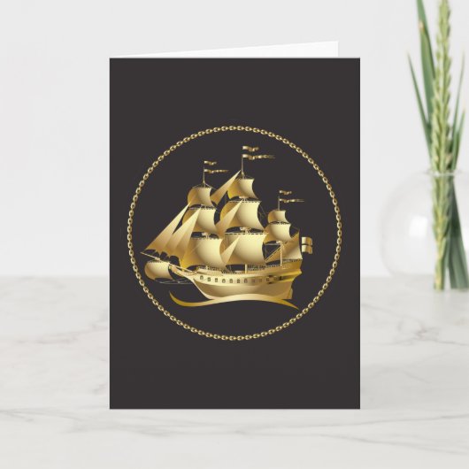 Gouden Zeilboot Nautilus Kaart (Voorkant)