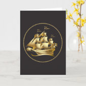Gouden Zeilboot Nautilus Kaart (Gele Bloem)