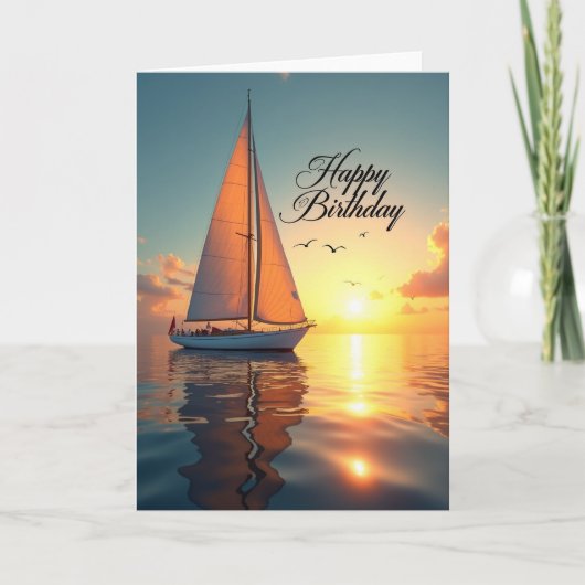 Gouden Zeilboot Verjaardagskaart Kaart (Voorkant)
