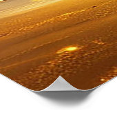Gouden Zeilschip op Zonsondergangszee Poster (Hoek)
