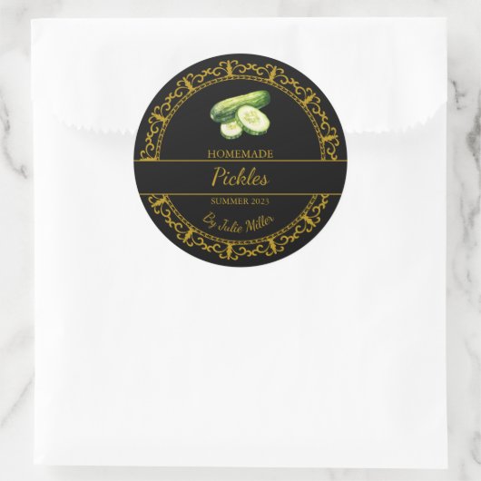  gouden zelfgemaakte augurken label | Zwart (Tas)