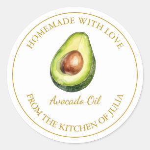 Gouden zelfgemaakte avocado olie label   Wit