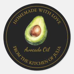 Gouden zelfgemaakte avocado olie label   Zwart