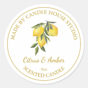 Gouden Zelfgemaakte Citrus Candle Label   Wit
