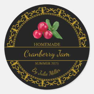 gouden zelfgemaakte cranberry jam label