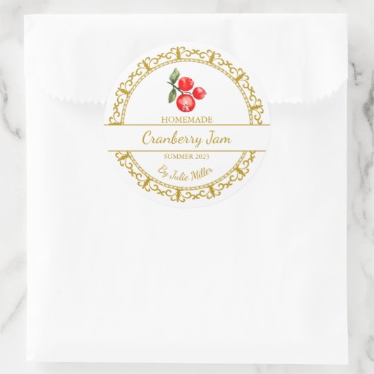 gouden zelfgemaakte cranberry jam label (Tas)