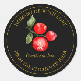 Gouden zelfgemaakte cranberry jam label | Zwart