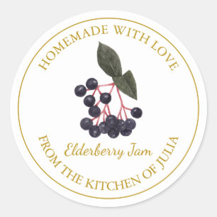 Gouden Zelfgemaakte Elderberry Jam Label Wit