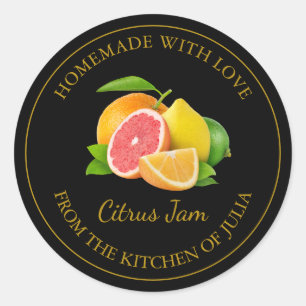 Gouden zelfgemaakte gemengde citrus jam label