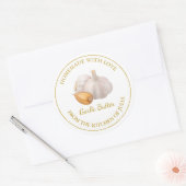 Gouden zelfgemaakte knoflook boterlabel | Wit Ronde Sticker (Envelop)