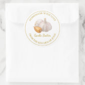 Gouden zelfgemaakte knoflook boterlabel | Wit Ronde Sticker (Tas)