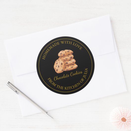 Gouden zelfgemaakte koekjes label | Zwart (Envelop)