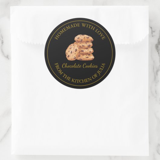 Gouden zelfgemaakte koekjes label | Zwart (Tas)