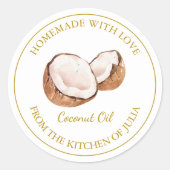 Gouden zelfgemaakte kokosolie label | Wit (Voorkant)