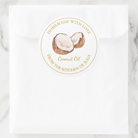 Gouden zelfgemaakte kokosolie label | Wit (Tas)