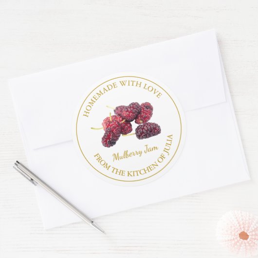 Gouden Zelfgemaakte Mulberry Jam Label | Wit (Envelop)