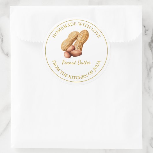 Gouden zelfgemaakte pindakaas label | Wit (Tas)