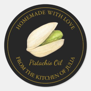 Gouden zelfgemaakte pistache olie label   Zwart