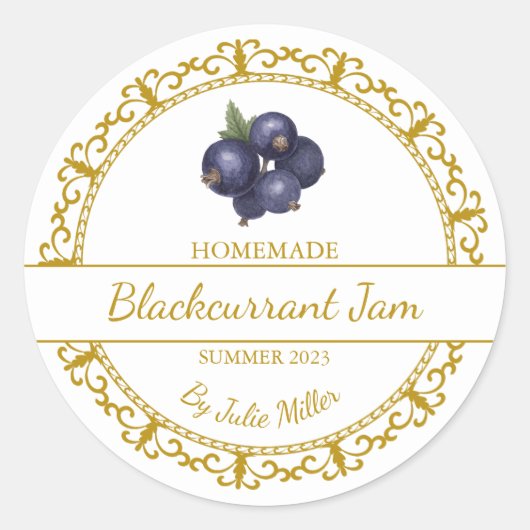  gouden zelfgemaakte zwarte bessen jam label (Voorkant)