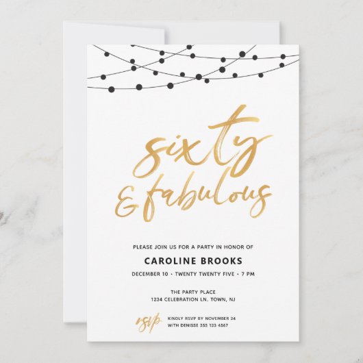 Gouden Zestig en Fabulous 60ste Verjaardag Kaart (Voorkant)