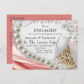 gouden zijde en parels Verloving IV Uitnodiging Briefkaart (Voorkant / Achterkant)