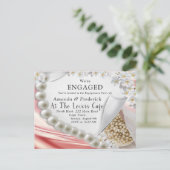 gouden zijde en parels Verloving IV Uitnodiging Briefkaart (Staand voorkant)