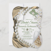 Gouden Zijde & Ivoren Parels Vrijgezellenfeest Kaart (Voorkant)